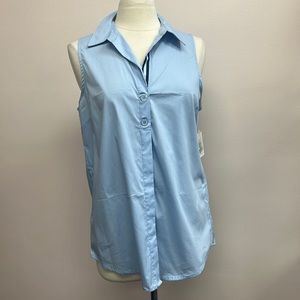 Ellen Tracy Sleeveless Button Down in Blue Mist